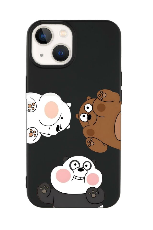 iPhone 14 Plus Uyumlu Cute Animals Desenli Premium Silikonlu Telefon Kılıfı