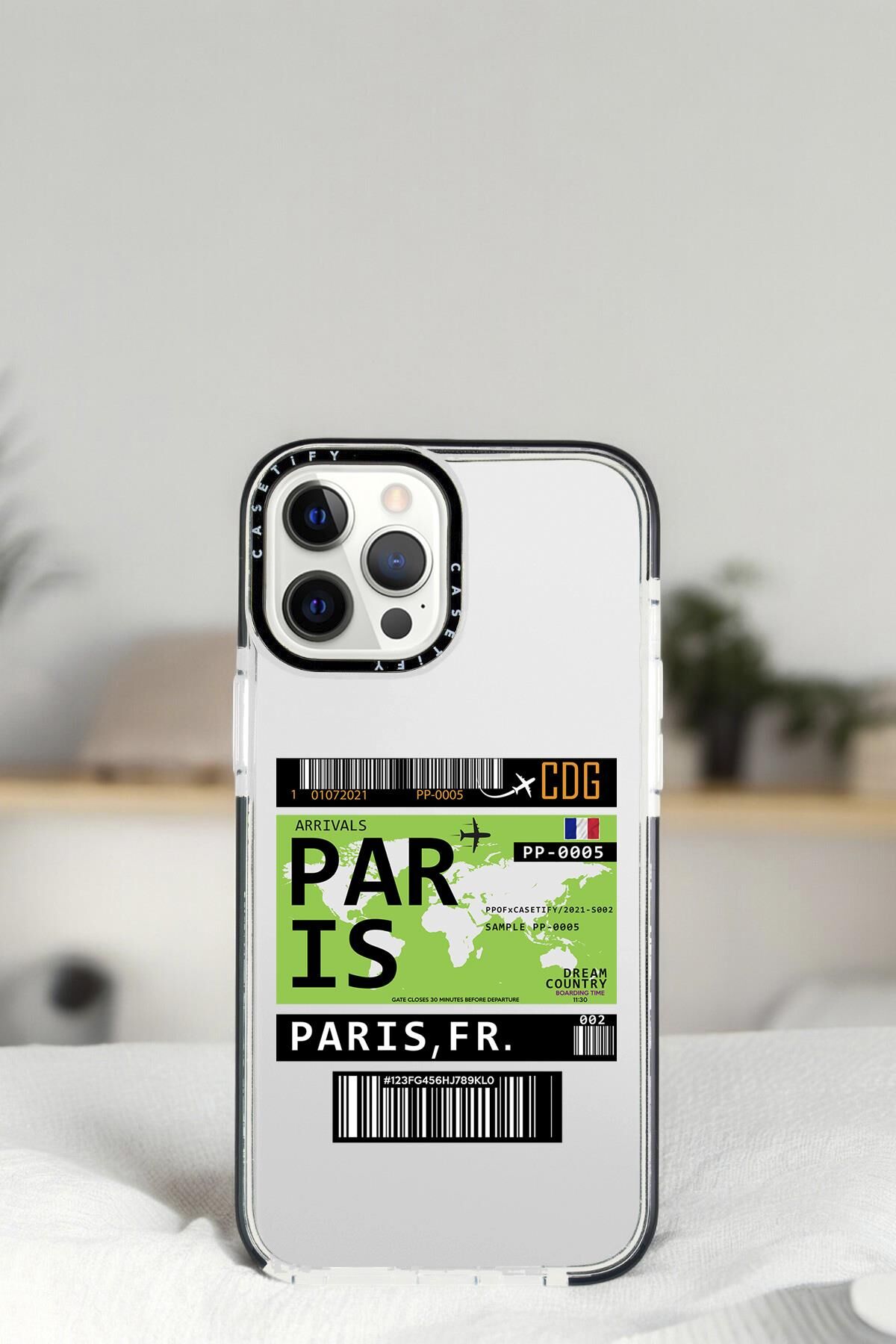 iPhone 14 Pro Paris Ticket Desenli Casetify Darbe Emci Silikonlu Telefon Kılıfı