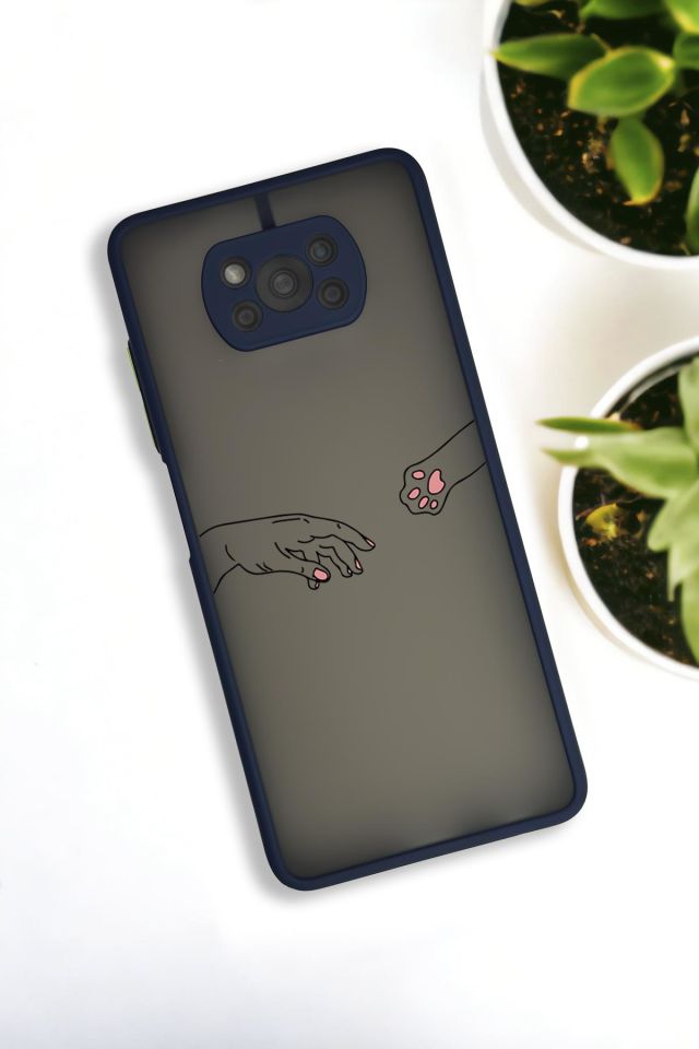 Xiaomi Poco X3 Uyumlu Hand and Paw Desenli Buzlu Şeffaf Lüx Telefon Kılıfı