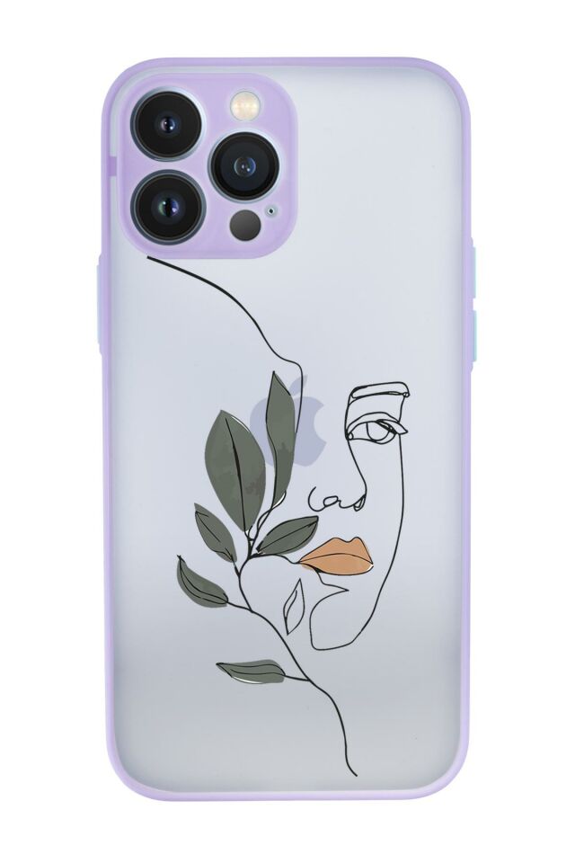 iPhone 13 Pro Uyumlu Line Art Women Desenli Kamera Korumalı Buzlu Şeffaf Lüx Telefon Kılıfı