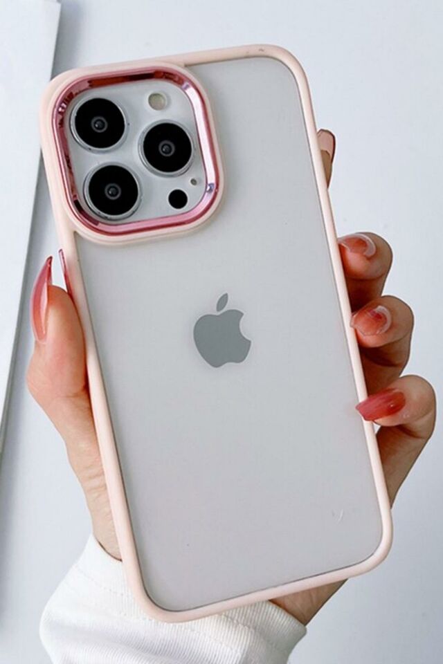 iPhone 13 Pro Uyumlu Renkli Nikelaj Krom Kamera Koruma Yükselti Detaylı Kılıf