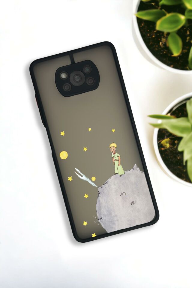 Xiaomi Poco X3 Uyumlu Küçük Prens Desenli Buzlu Şeffaf Lüx Telefon Kılıfı
