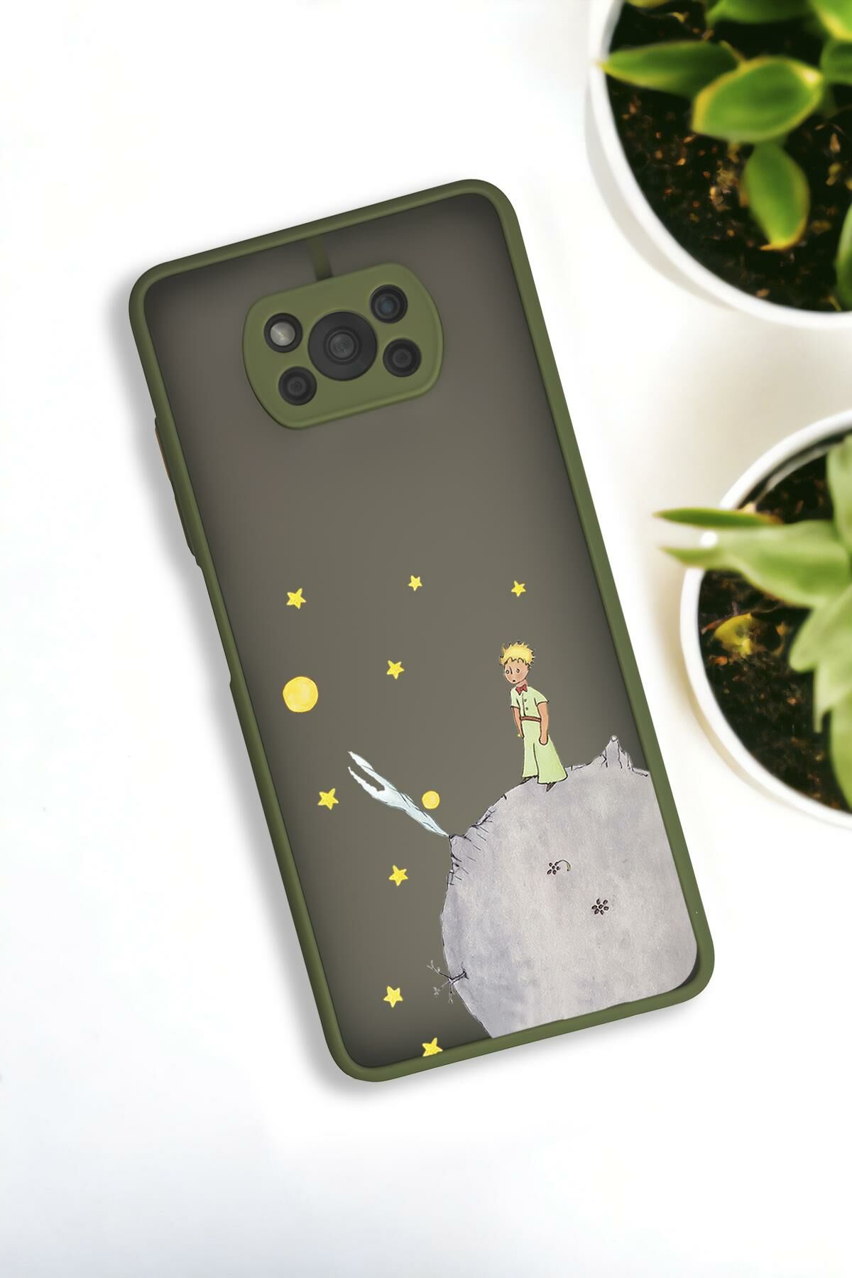 Xiaomi Poco X3 Uyumlu Küçük Prens Desenli Buzlu Şeffaf Lüx Telefon Kılıfı
