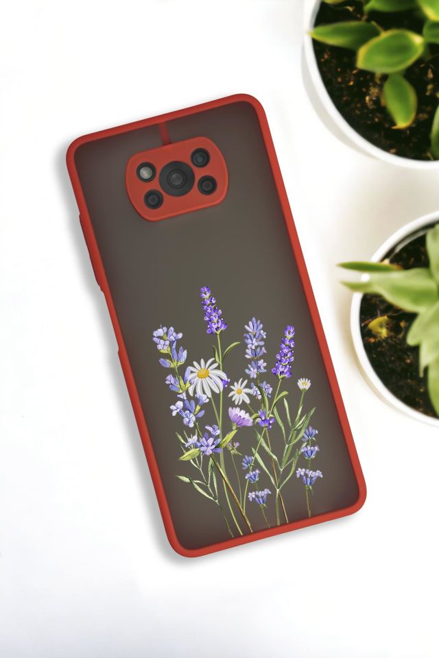Xiaomi Poco X3 Uyumlu Lavender Desenli Buzlu Şeffaf Lüx Telefon Kılıfı