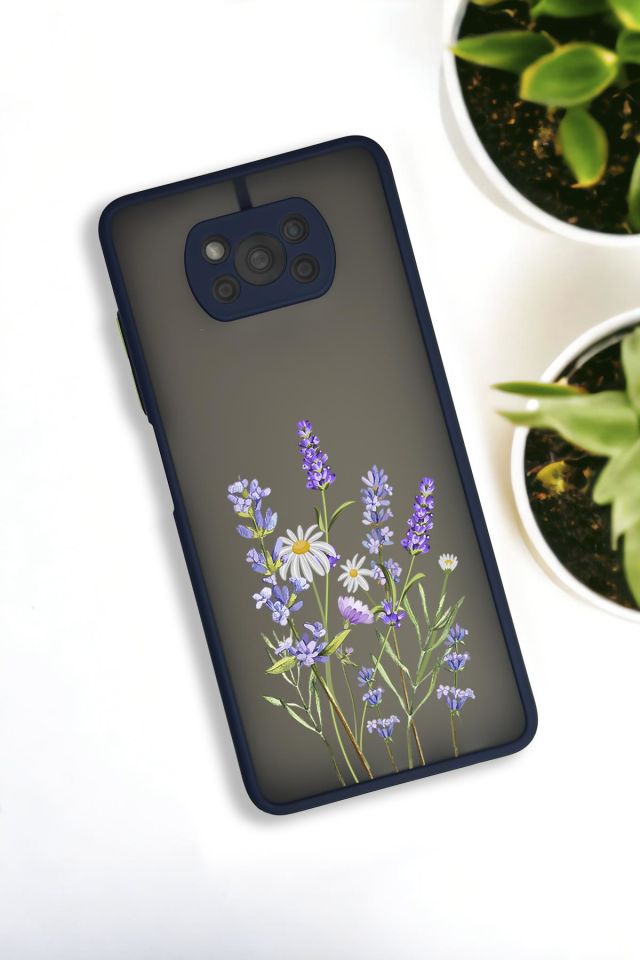 Xiaomi Poco X3 Uyumlu Lavender Desenli Buzlu Şeffaf Lüx Telefon Kılıfı