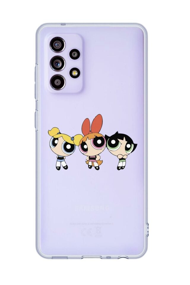 Galaxy A32 Uyumlu Powerpuff Girls Desenli Premium Şeffaf Silikonlu Telefon Kılıfı
