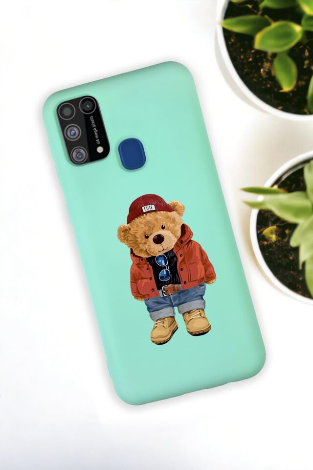 Samsung Galaxy M30s Uyumlu Teddy Bear Desenli Premium Silikonlu Lansman Telefon Kılıfı