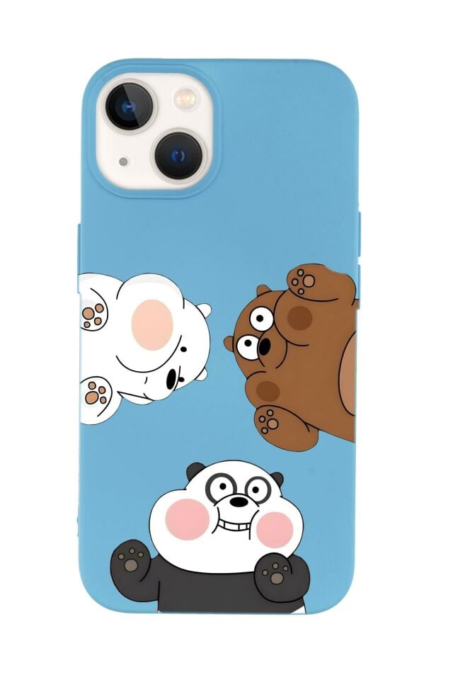 iPhone 15 Plus Uyumlu Cute Animals Desenli Premium Silikonlu Telefon Kılıfı