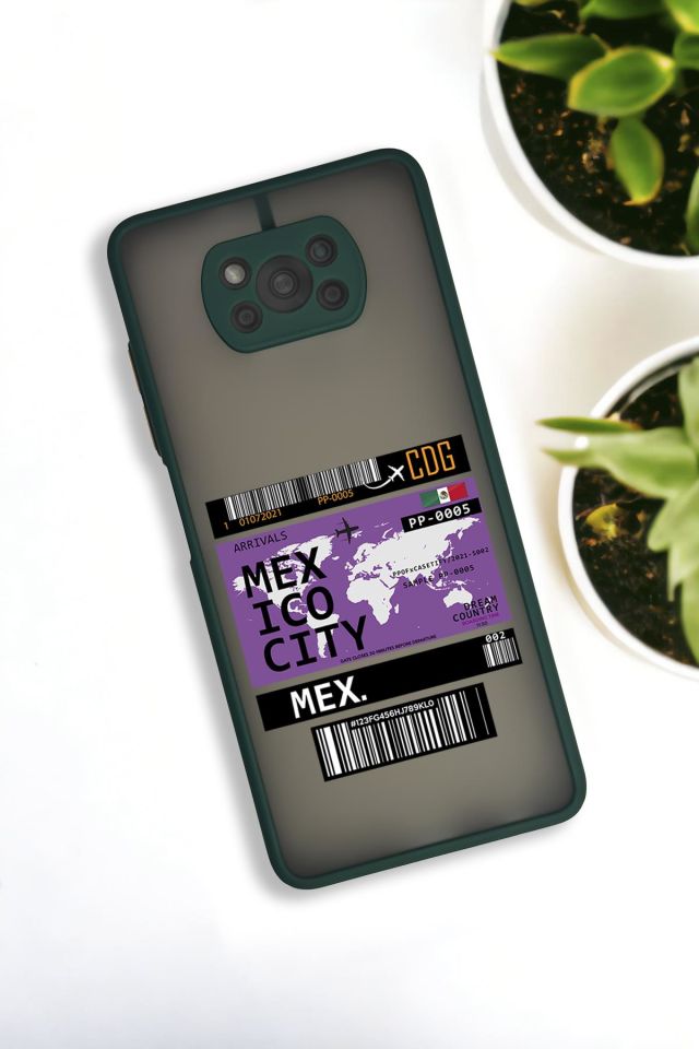 Xiaomi Poco X3 Uyumlu Mexico Ticket Desenli Buzlu Şeffaf Lüx Telefon Kılıfı