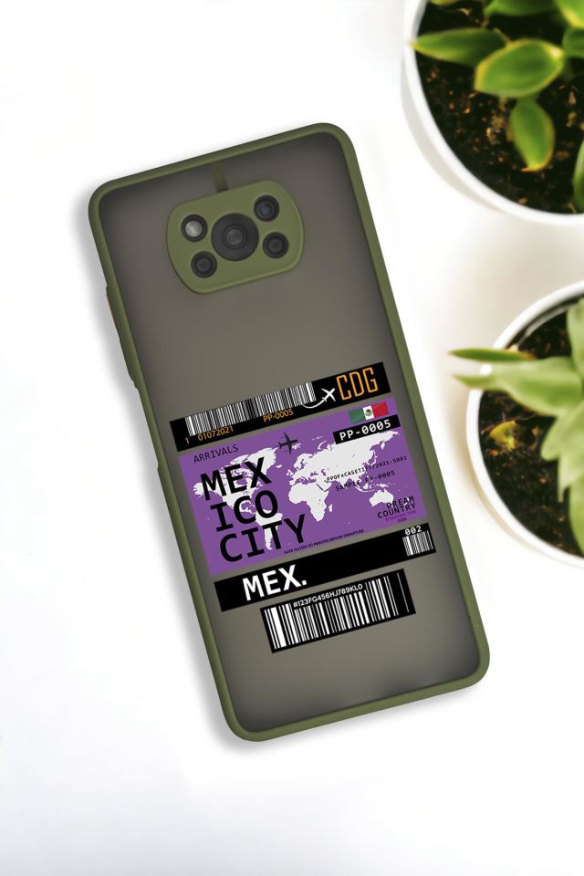 Xiaomi Poco X3 Uyumlu Mexico Ticket Desenli Buzlu Şeffaf Lüx Telefon Kılıfı