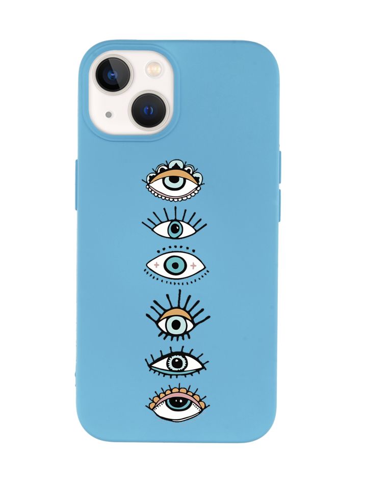 iPhone 14 Uyumlu Renkli Gözler Desenli Premium Silikonlu Lansman Telefon Kılıfı