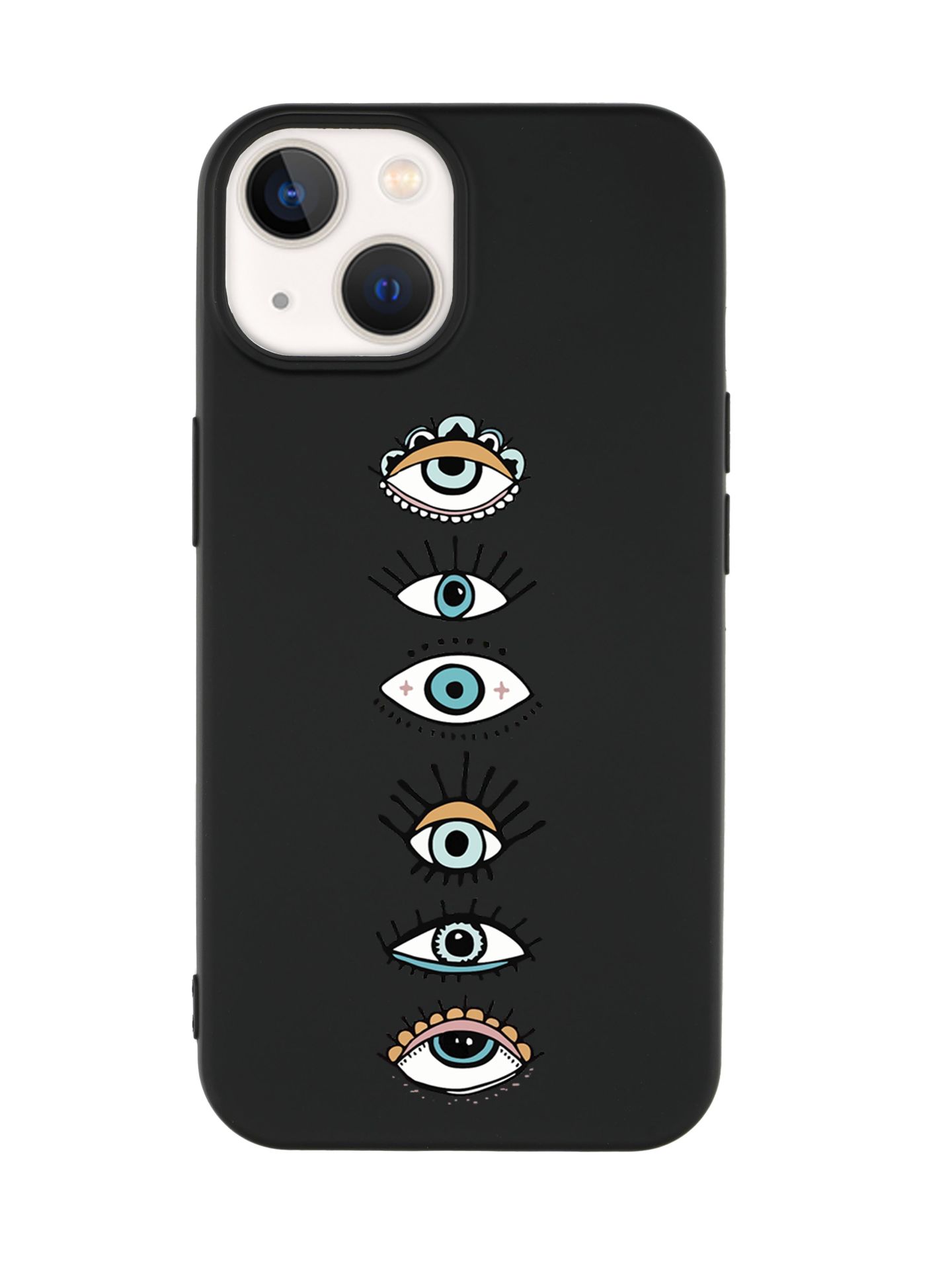 iPhone 14 Uyumlu Renkli Gözler Desenli Premium Silikonlu Lansman Telefon Kılıfı