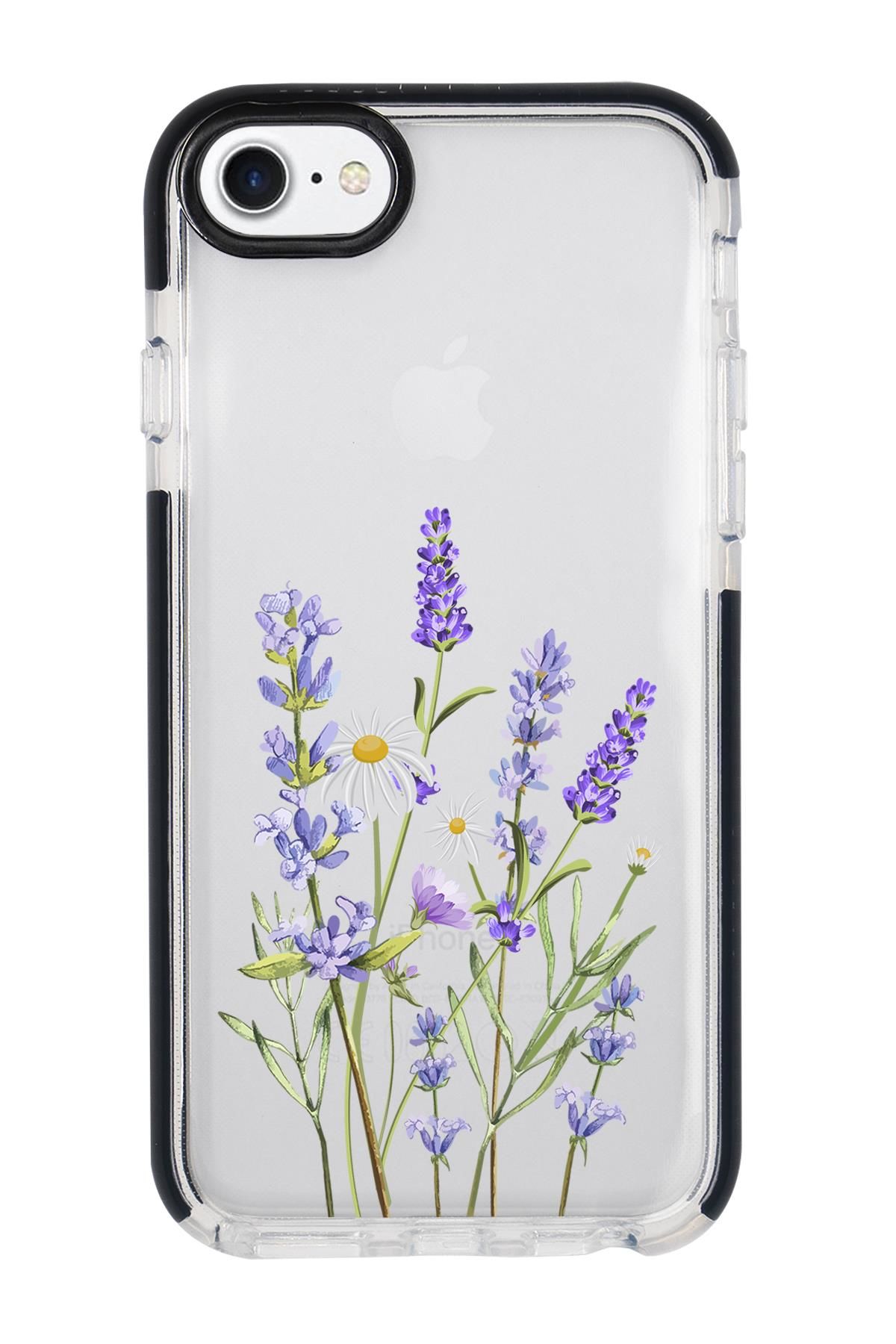 iPhone 7 Lavender Desenli Candy Bumper Silikonlu Telefon Kılıfı