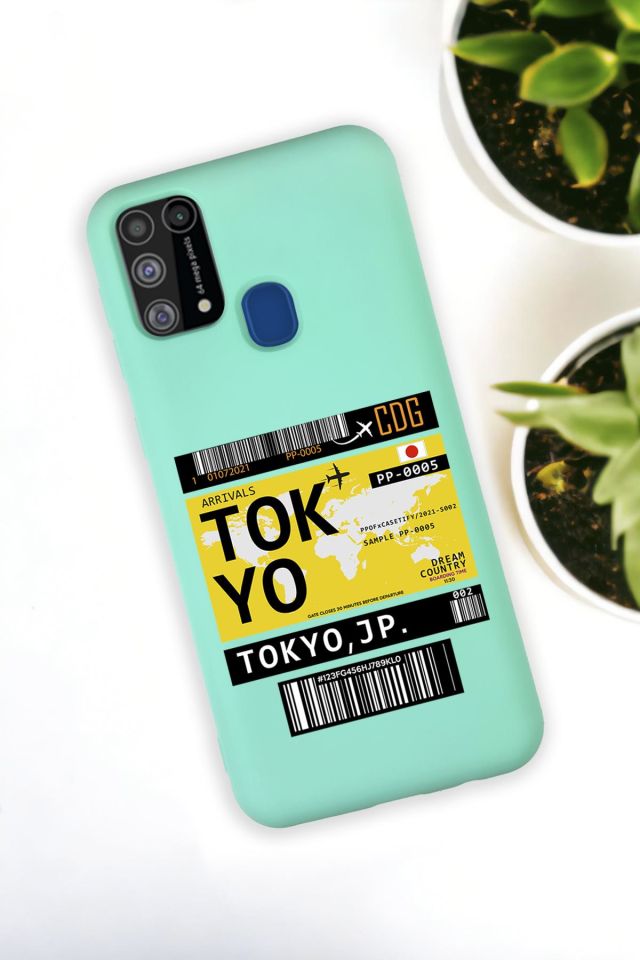 Samsung Galaxy M21 Uyumlu Tokyo Ticket Desenli Premium Silikonlu Lansman Telefon Kılıfı