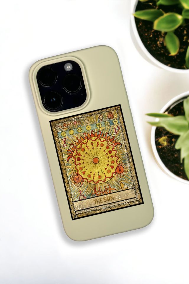 iPhone 14 Pro Uyumlu The Sun Desenli Premium Silikonlu Krem Lansman Telefon Kılıfı