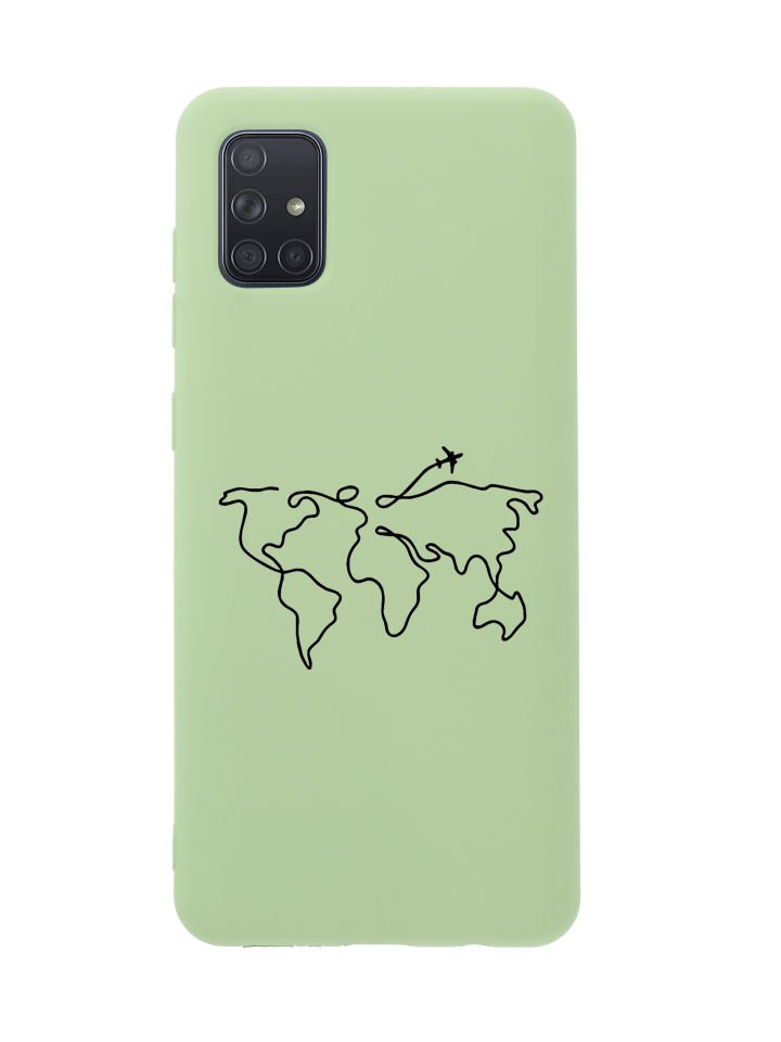 Samsung A71 Dünya Harita Rota Desenli Premium Silikonlu Telefon Kılıfı