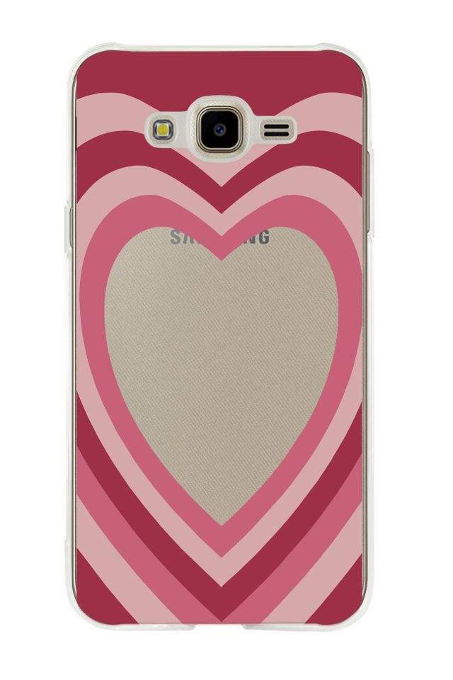 Samsung J7 Kalp Desenli Şeffaf Kılıf