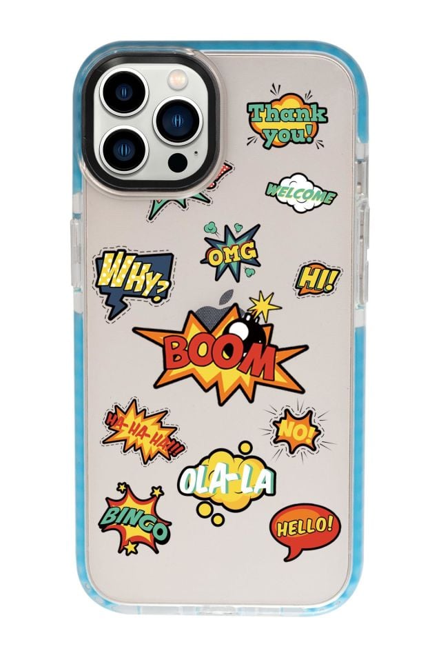 iPhone 13 Pro Max Stickers Desenli Candy Bumper Silikonlu Telefon Kılıfı