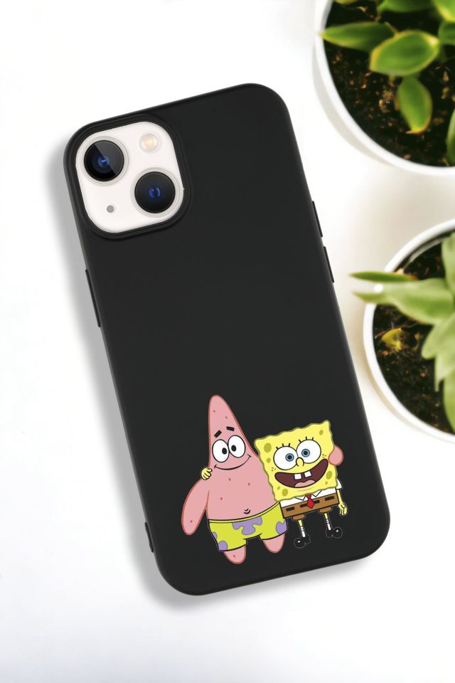 iPhone 15 Plus Uyumlu Sünger Bob ve Patrick Star Desenli Premium Silikonlu Lansman Telefon Kılıfı