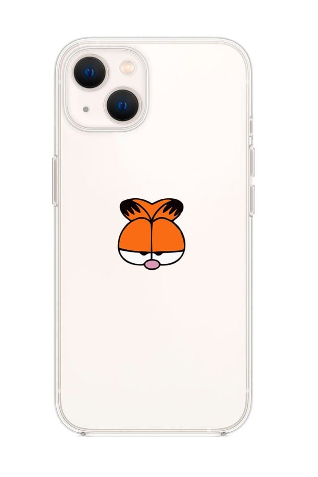 iPhone 13 Garfield Desenli Premium Silikonlu Şeffaf Telefon Kılıfı