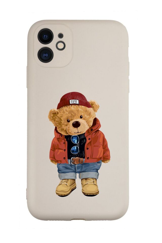 iPhone 11 Uyumlu Teddy Bear Desenli Kamera Korumalı Lansman Kılıf Premium Silikonlu MC90