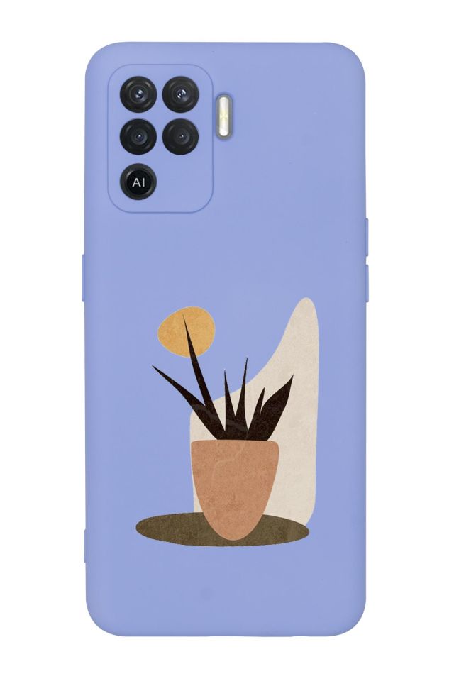 Oppo Reno 5 Lite Saksıda Çiçek Desenli Premium Silikonlu Telefon Kılıfı
