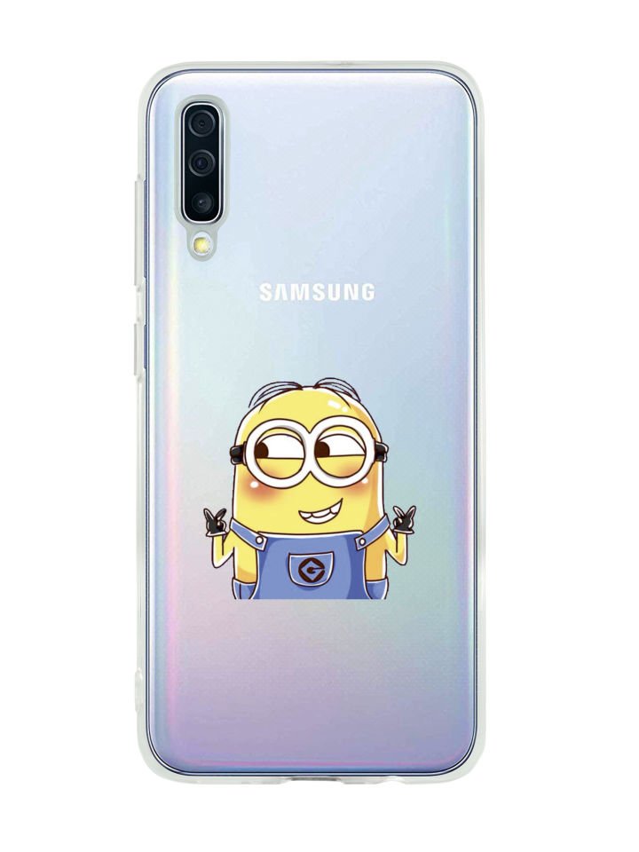 Samsung A50 Minions Desenli Premium Şeffaf Silikon Kılıf