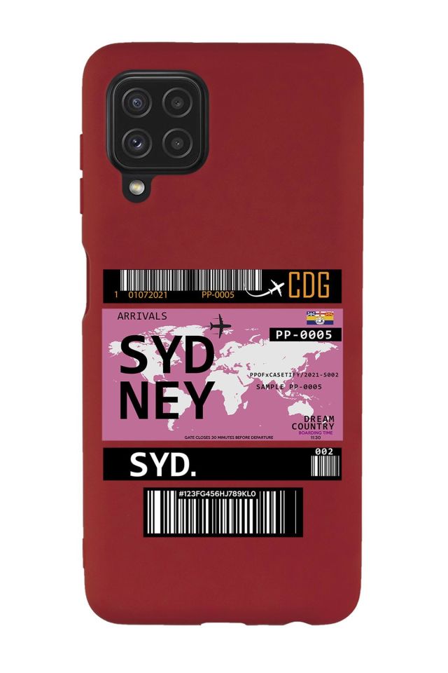 Galaxy M32 Uyumlu Sydney Ticket Desenli Premium Silikonlu Lansman Telefon Kılıfı