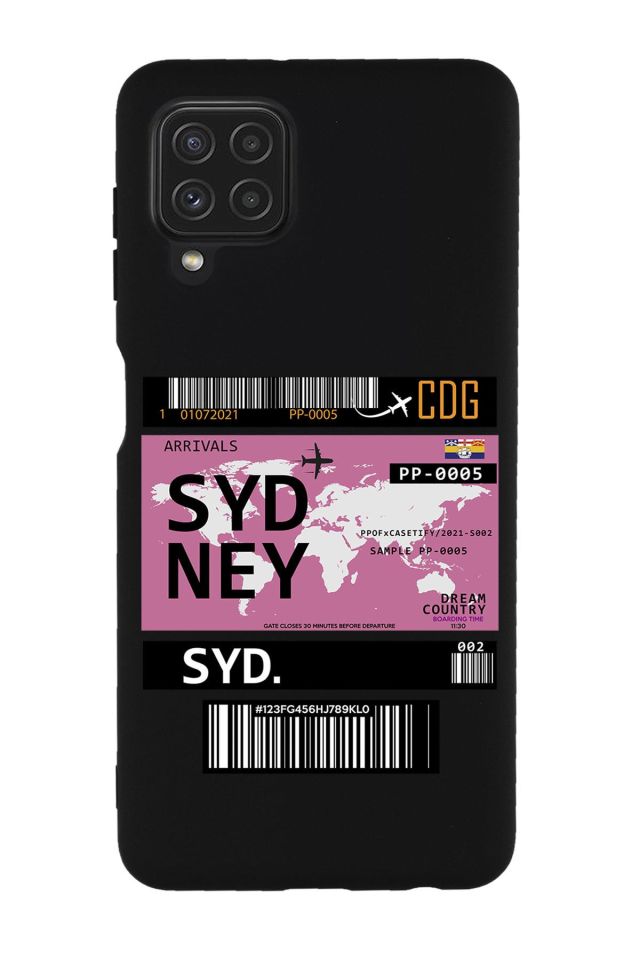 Galaxy M32 Uyumlu Sydney Ticket Desenli Premium Silikonlu Lansman Telefon Kılıfı