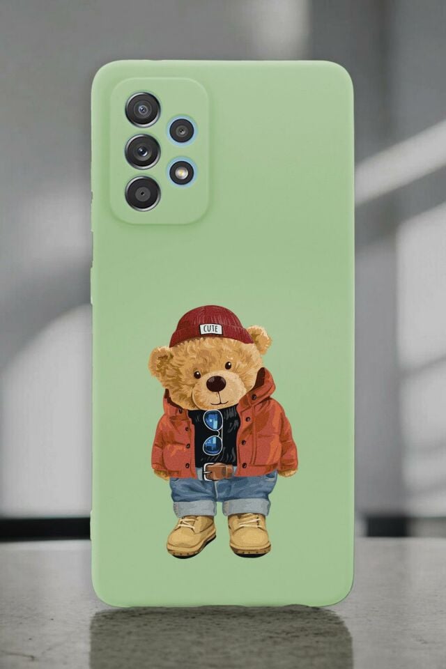 Samsung A52 Uyumlu Teddy Bear Desenli Premium Silikonlu Lansman Telefon Kılıfı