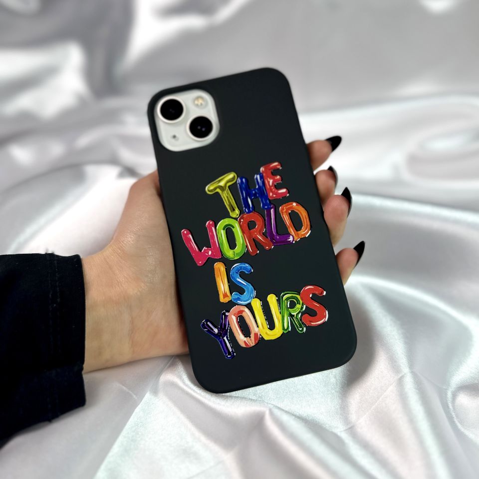 iPhone 14 Uyumlu Dünya Senindir Desenli Premium Silikonlu Lansman Telefon Kılıfı