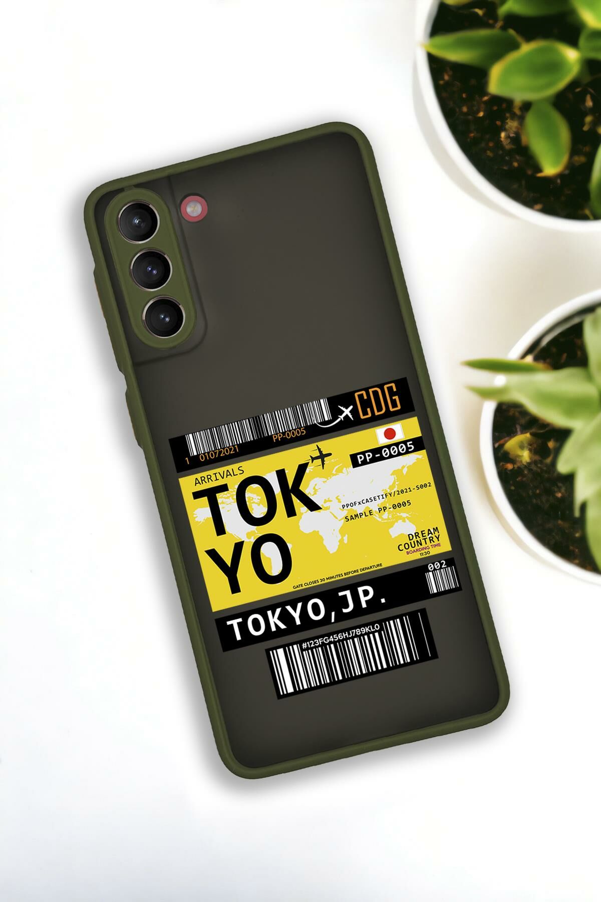 Samsung S21 Plus Uyumlu Tokyo Ticket Desenli Buzlu Şeffaf Lüx Telefon Kılıfı
