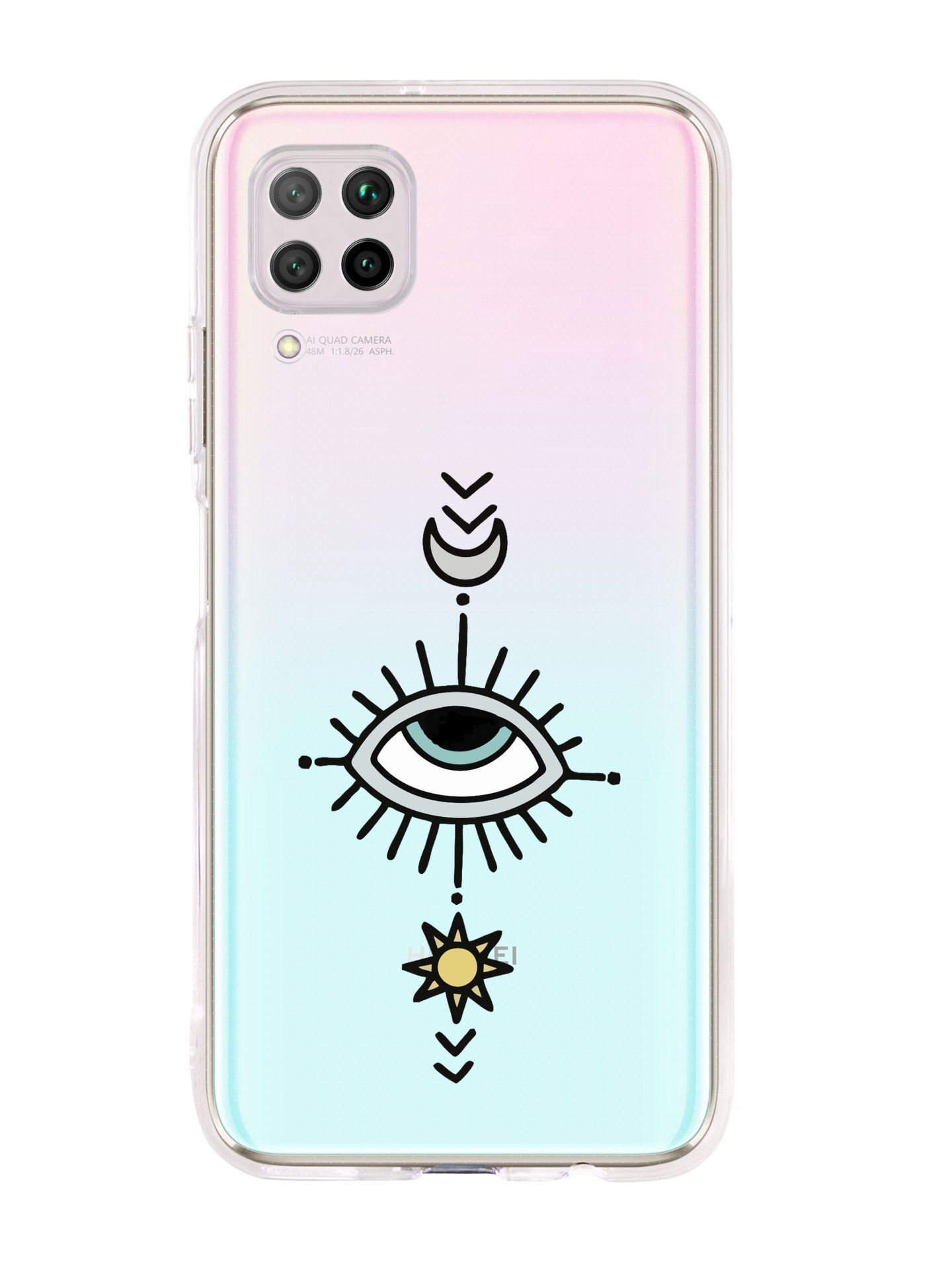 Huawei P40 Lite Nazar Göz Desenli Premium Şeffaf Silikon Kılıf