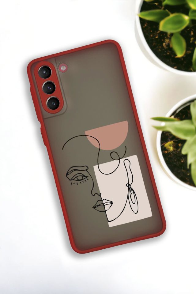 Samsung S21 Plus Uyumlu Women Art Desenli Buzlu Şeffaf Lüx Telefon Kılıfı