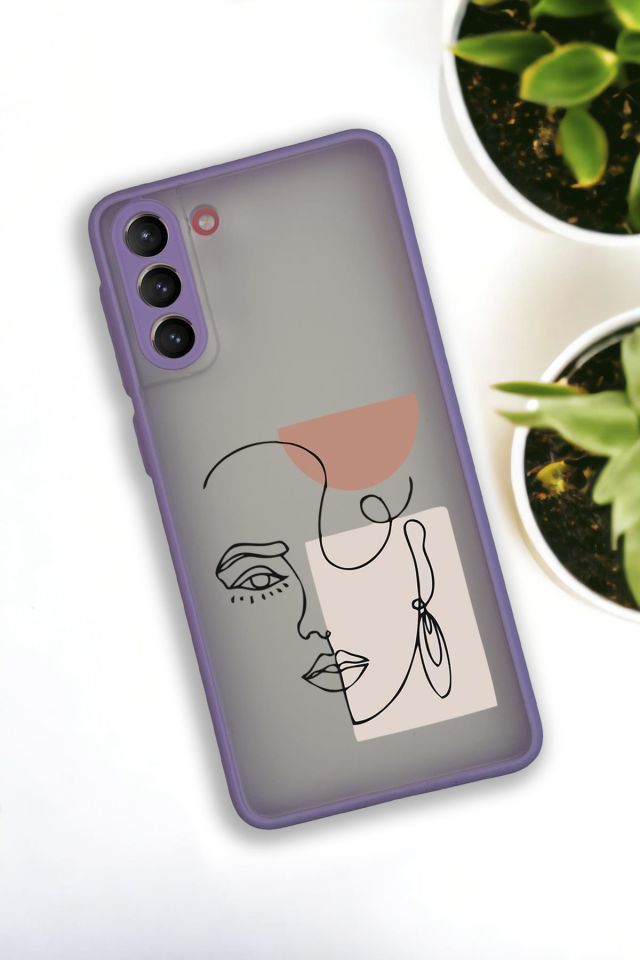 Samsung S21 Plus Uyumlu Women Art Desenli Buzlu Şeffaf Lüx Telefon Kılıfı