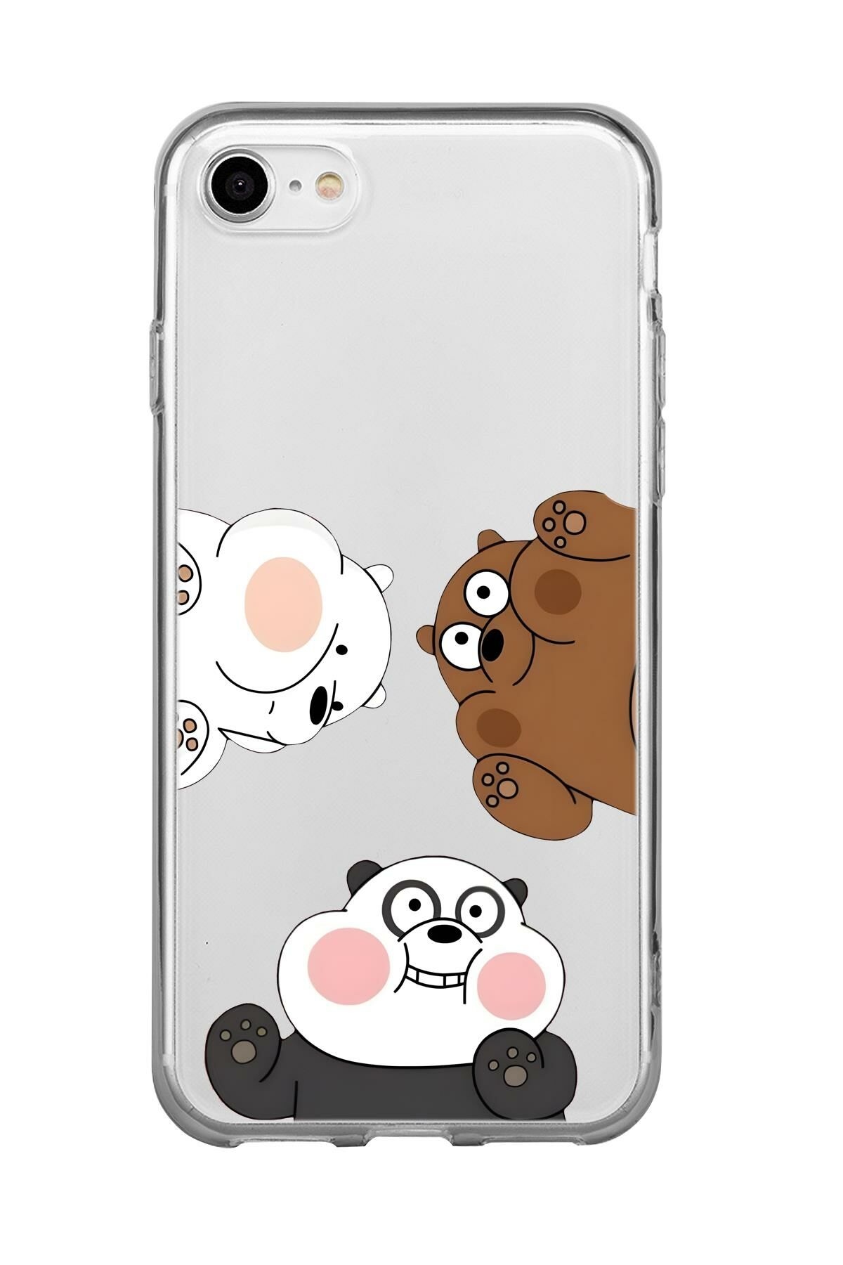 iPhone 8 Uyumlu Cute Animals Desenli Premium Şeffaf Silikon Kılıf