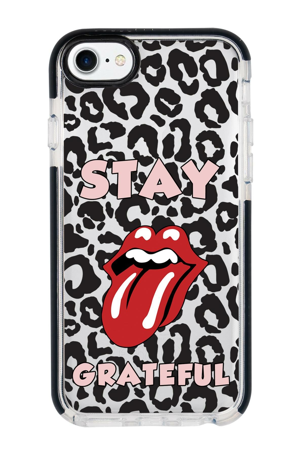 iPhone 8 Stay Grateful Desenli Candy Bumper Silikonlu Telefon Kılıfı