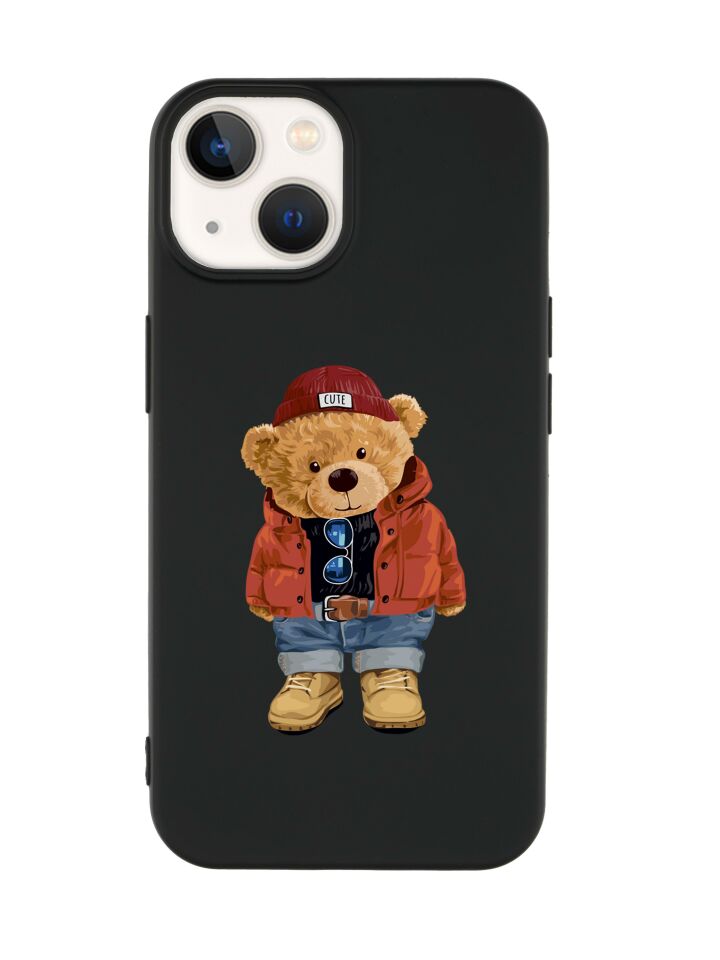 iPhone 14 Uyumlu Teddy Bear Desenli Premium Silikonlu Lansman Telefon Kılıfı