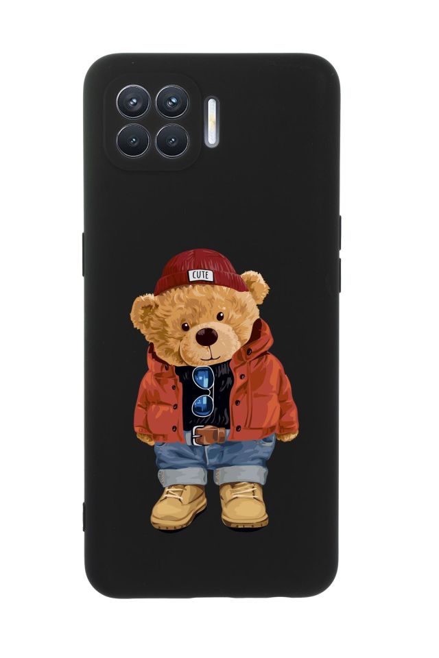 Oppo Reno 4 Lite Teddy Bear Premium Silikonlu Telefon Kılıfı