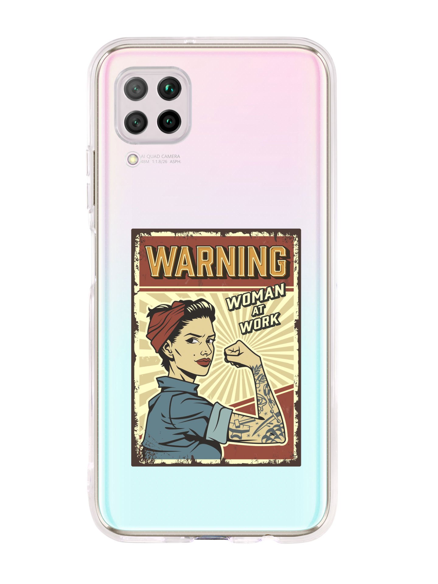 Huawei P40 Lite Women At Work Tasarımlı Premium Şeffaf Silikon Kılıf