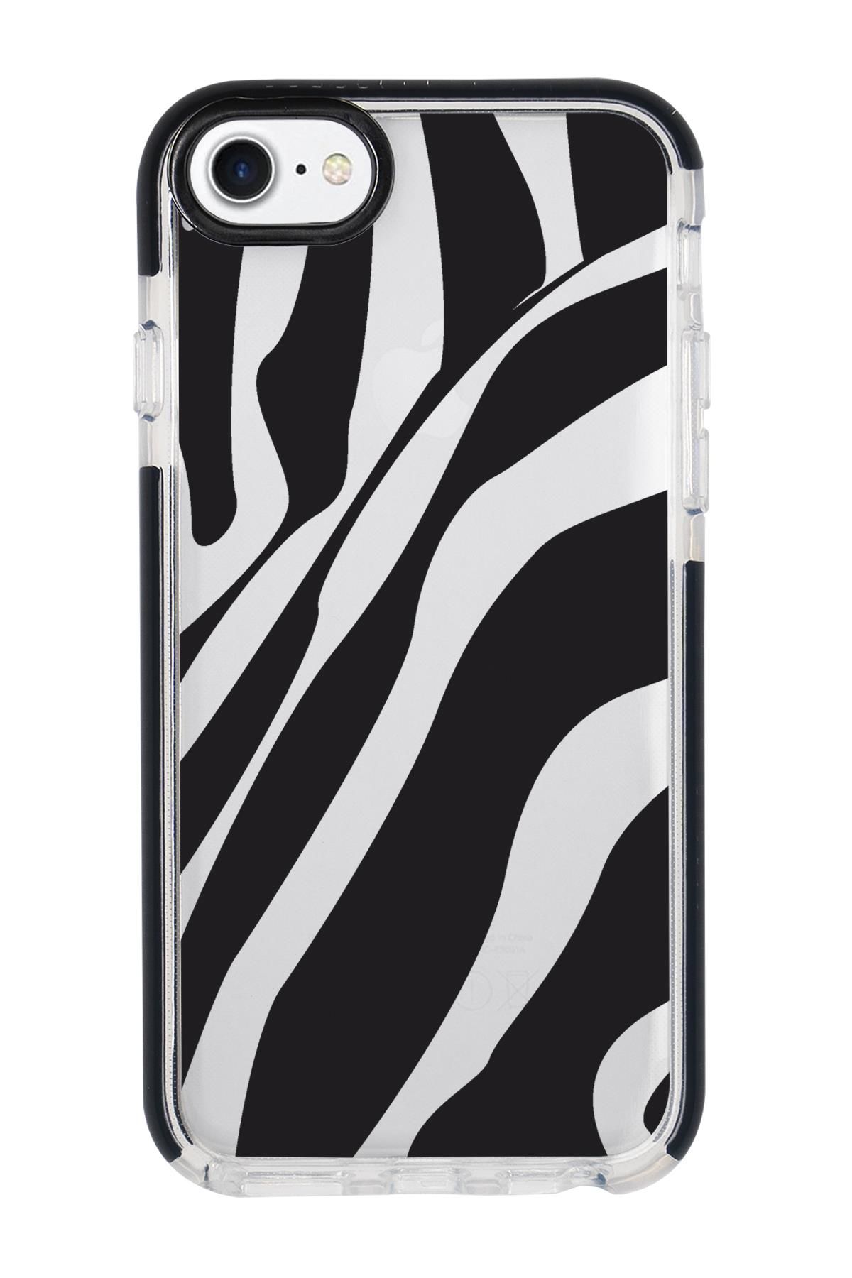 iPhone 8 Zebra Desenli Candy Bumper Silikonlu Telefon Kılıfı