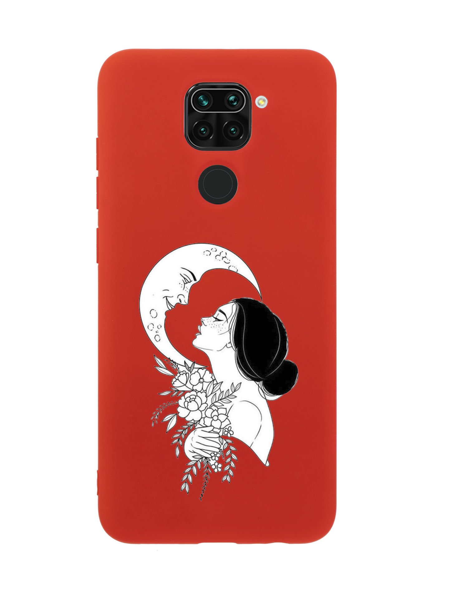 Xiaomi Redmi Note 9 Moon & Woman Desenli Premium Silikonlu Telefon Kılıfı
