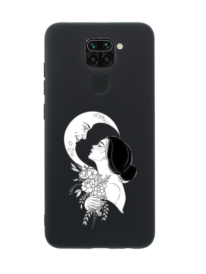 Xiaomi Redmi Note 9 Moon & Woman Desenli Premium Silikonlu Telefon Kılıfı
