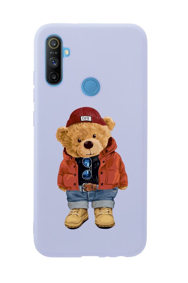 Realme C3 Teddy Bear Premium Silikonlu Telefon Kılıfı