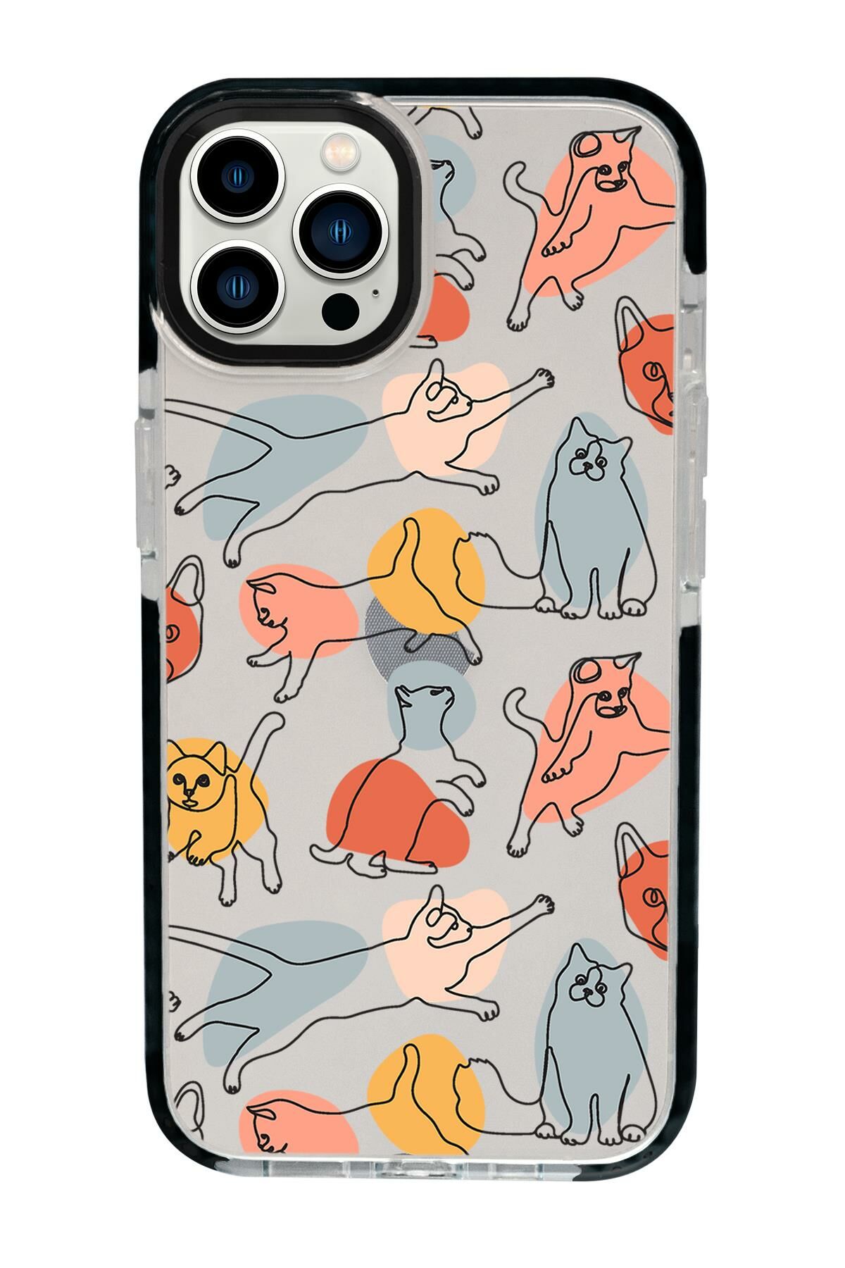 iPhone 13 Pro Max Sevimli Kedi Figürleri Candy Bumper Darbe Emci Silikonlu Telefon Kılıfı
