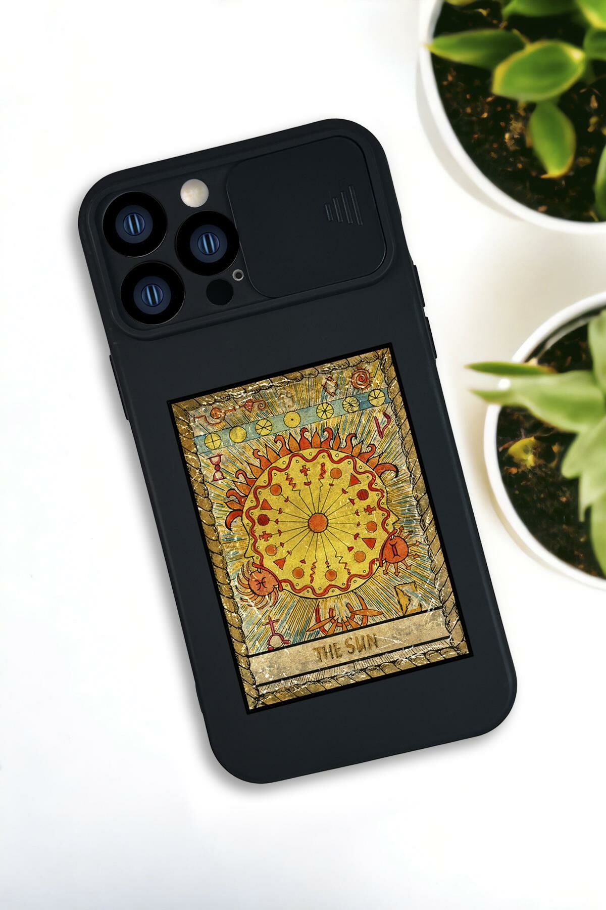 iPhone 13 Pro Max Uyumlu The Sun Deer Desenli Kamera Koruma Slider Kapaklı Silikonlu Telefon Kılıfı