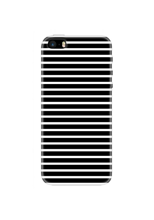 iPhone 5 Siyah Beyaz Çizgili Siyah Telefon Kılıfı