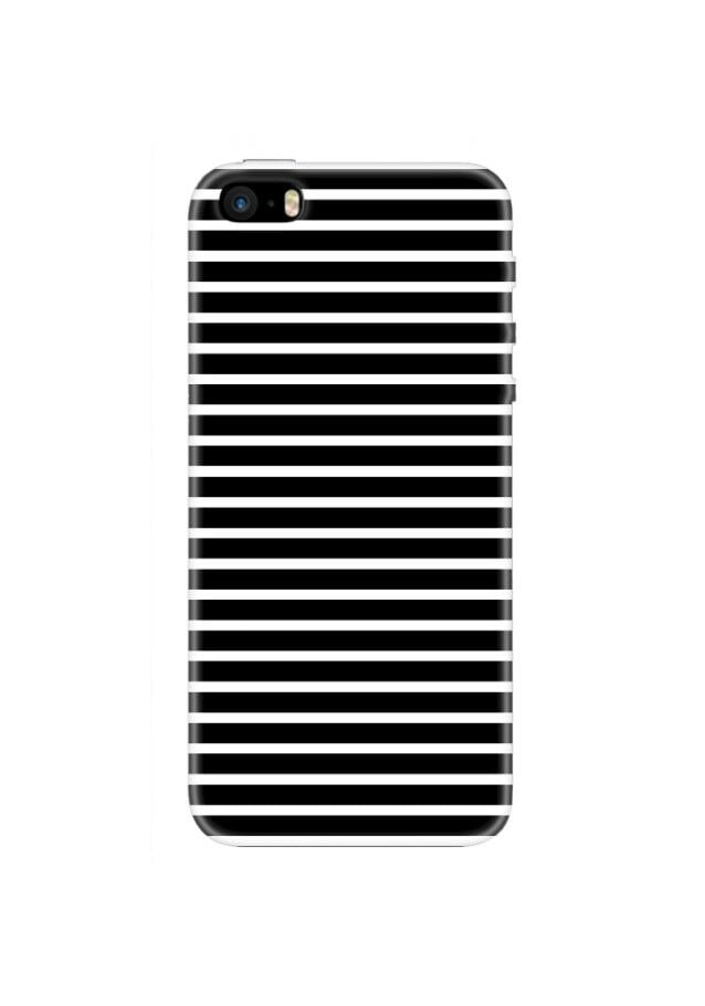 iPhone 5 Siyah Beyaz Çizgili Siyah Telefon Kılıfı