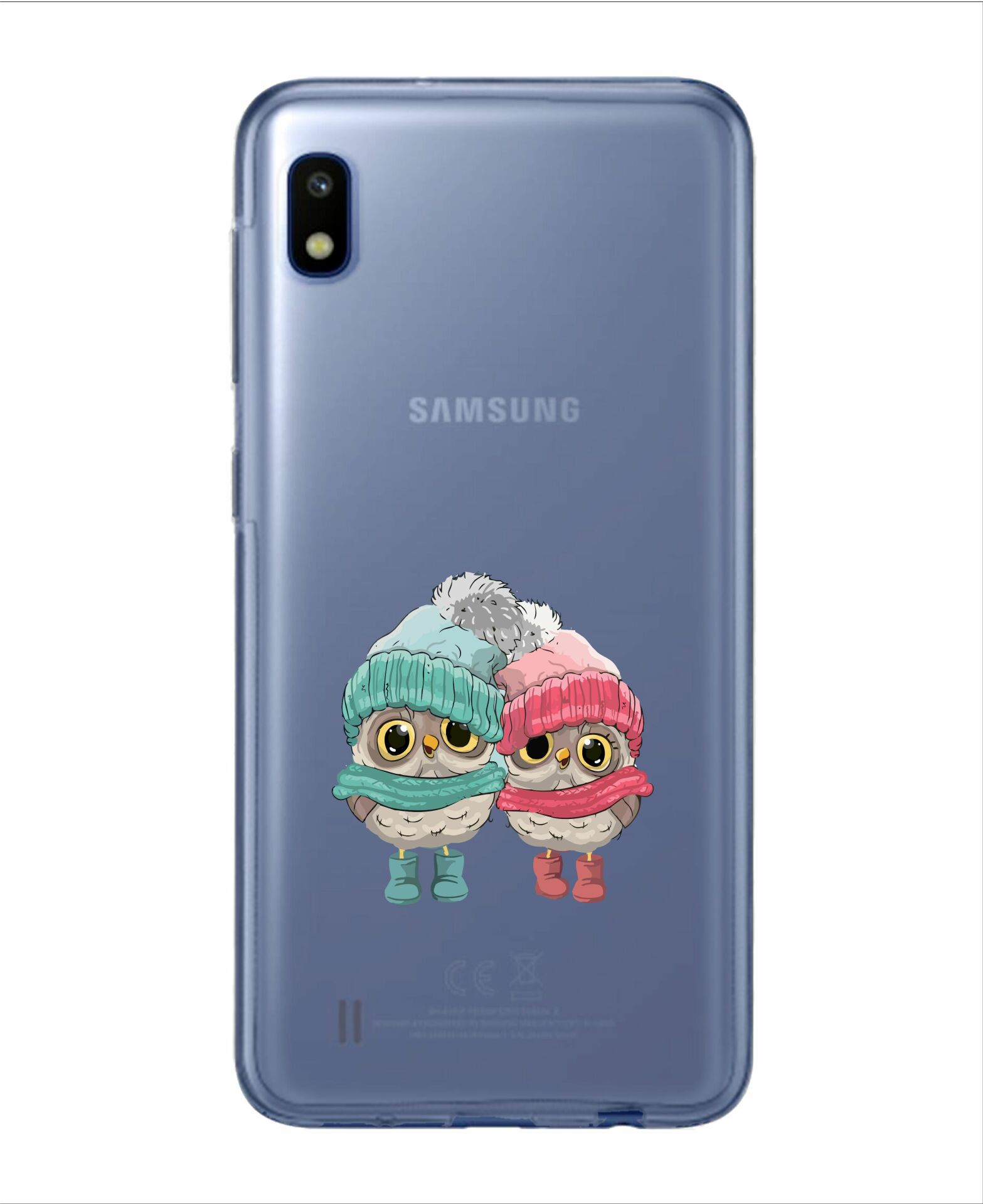 Sevgili Baykuşlar Tasarımlı Samsung A10S Şeffaf Telefon Kılıfı