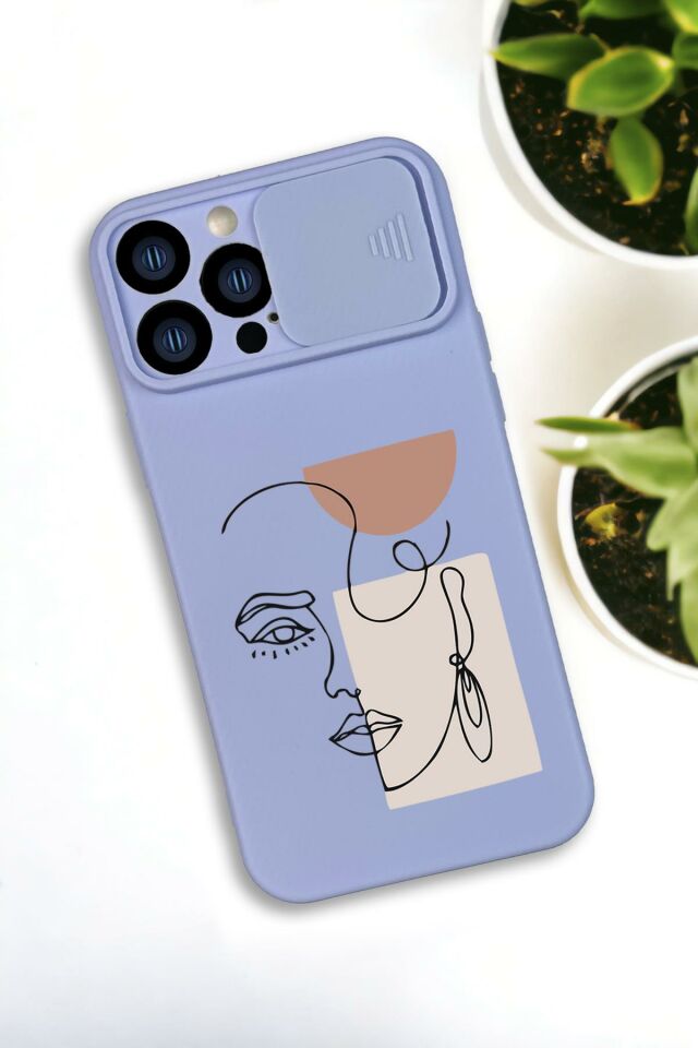 iPhone 13 Pro Max Uyumlu Women Art Desenli Kamera Koruma Slider Kapaklı Silikonlu Telefon Kılıfı